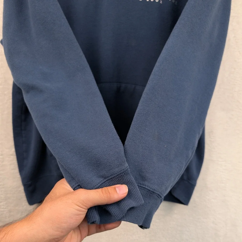 True Religion Hoodie Men's L Navy Blue Fleece Streetwear Relaxed Fit Pullover